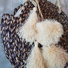 Natural Woven Straw Grass Round Bag With Grass Pom-Poms - Canggu & Co