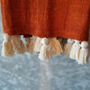 Orange Raw Cotton Throw With Zigzag Stitch Pattern - Canggu & Co