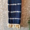 Navy & White Tie Dye Raw Cotton Throw With Tassels - Canggu & Co