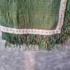 Green & White Tie Dye Raw Cotton Throw With Fringe - Canggu & Co