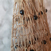 Natural Woven String Shoulder Bag With Black Beads - Canggu & Co