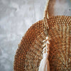 Natural Woven Straw Grass Round Bag With Motif - Canggu & Co