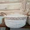 Medium Sized Round Synthetic Raffia And Sea Shell White Baskets - Canggu & Co