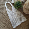 White Woven Cotton Oval Shaped Macrame Bag - Canggu & Co