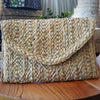Natural Woven Straw Grass Fold Clutch - Canggu & Co