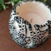 Paisley Embossed Cylinder Shaped Natural Beeswax Candle - Canggu & Co