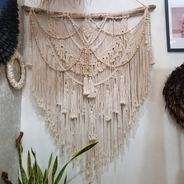 Large Woven Triangular Macrame Wall Hanging Canggu Co