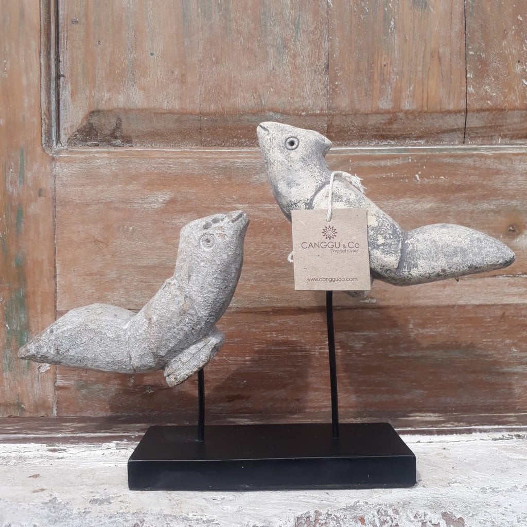 Carved Stone Bird Statues On Stand Canggu & Co