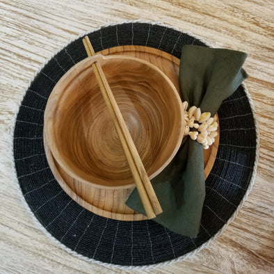 Set of 4 Bali Asian decor bamboo Table Placemats, coasters, wood chopsticks