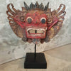 Antique Barong Wooden Head Mask Decor Large / Red