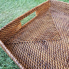 Large Brown Or Whitewash Rattan Trays With Handles - Canggu & Co