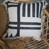 Black & White Geometric Motif Raw Cotton Cushion - Canggu & Co
