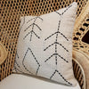 Line Stitch Motif Raw Cotton Cushion With Fringe - Canggu & Co