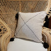 Black & White X Motif Cushion With Tassels - Canggu & Co