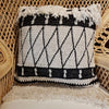 Woven Black and White Macrame Cushion With Long Fringe - Canggu & Co