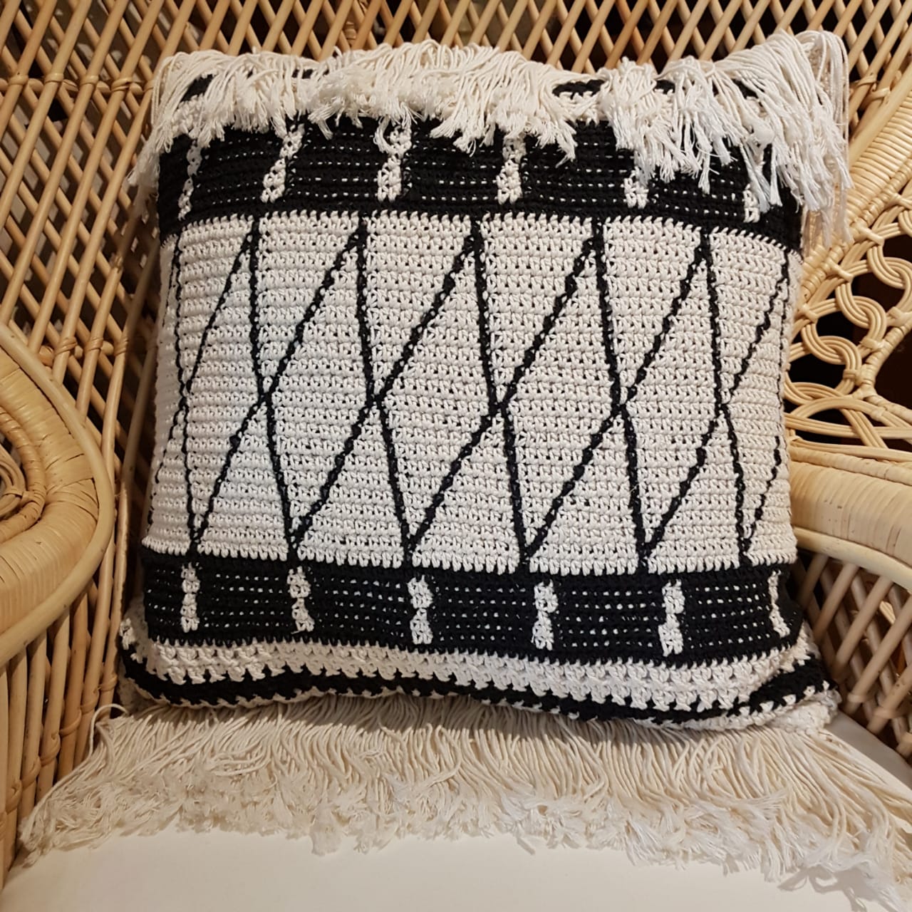 Black macrame pillow best sale