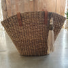 Natural Woven Banana Leaf Bag With Leather Straps - Canggu & Co