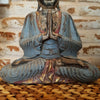 Antique Blue & Red Carved Praying Wooden Buddha - Canggu & Co