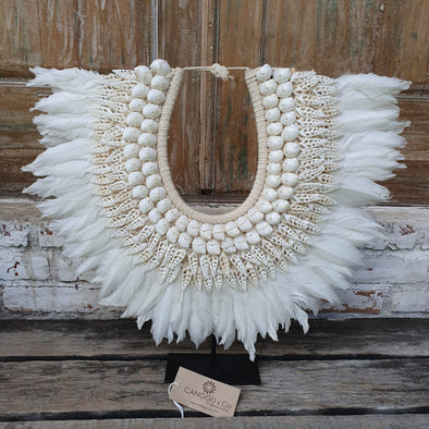Feather necklace on stand discount