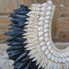 Medium Size Black Or White Feather & Combo Shell Pendant with Stand - Canggu & Co