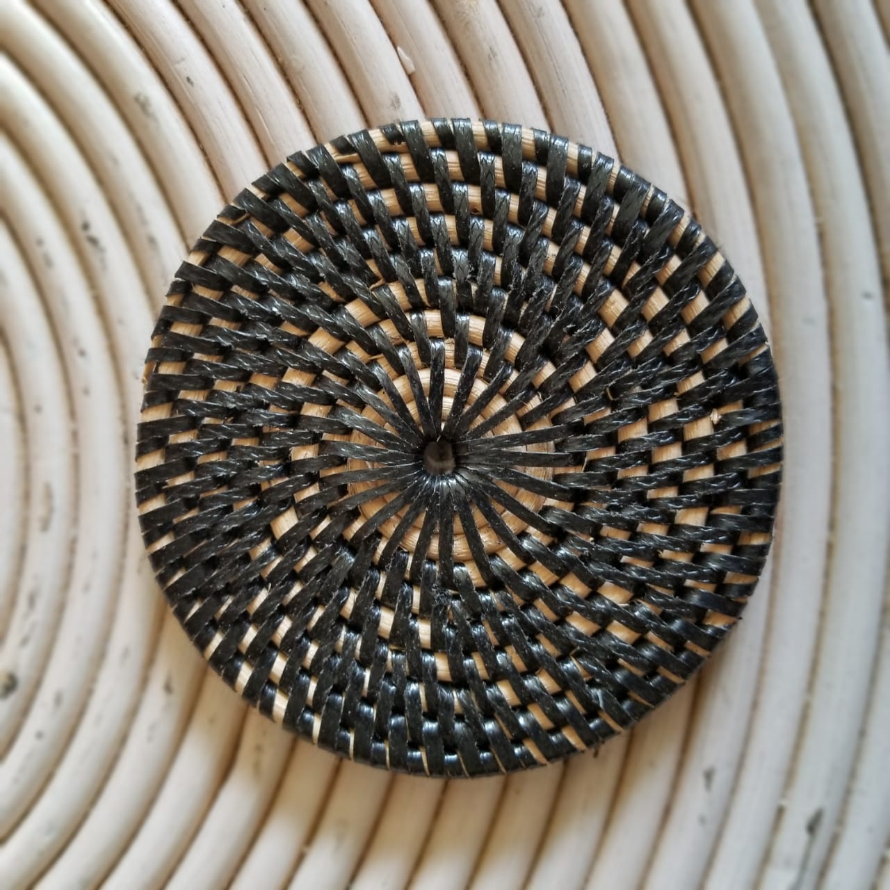 Dark Rattan Coaster Black Rattan Drink Coasters – Canggu & Co
