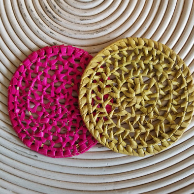 Colored Palm Leaf Drink Coasters - Canggu & Co