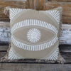 Embroided Motif On Soft Grey Cotton Cushion With Fringe - Canggu & Co