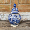 Glazed Blue Pottery Bell Vase With Lid - Canggu & Co