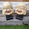 Antique Happy Buddha Head Statues On Stand - Canggu & Co
