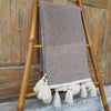 Brown Zigzag Pattern Motif Raw Cotton Throw with Tassels - Canggu & Co