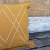 Mustard Colored Linen Cotton Cushion With Ruffle Fringe - Canggu & Co