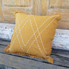 Mustard Colored Linen Cotton Cushion With Ruffle Fringe - Canggu & Co