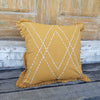 Mustard Colored Linen Cotton Cushion With Ruffle Fringe - Canggu & Co