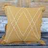 Mustard Colored Linen Cotton Cushion With Ruffle Fringe - Canggu & Co