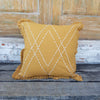 Mustard Colored Linen Cotton Cushion With Ruffle Fringe - Canggu & Co