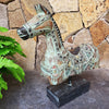 Antique Green Carved Wooden Horse On Stand - Canggu & Co
