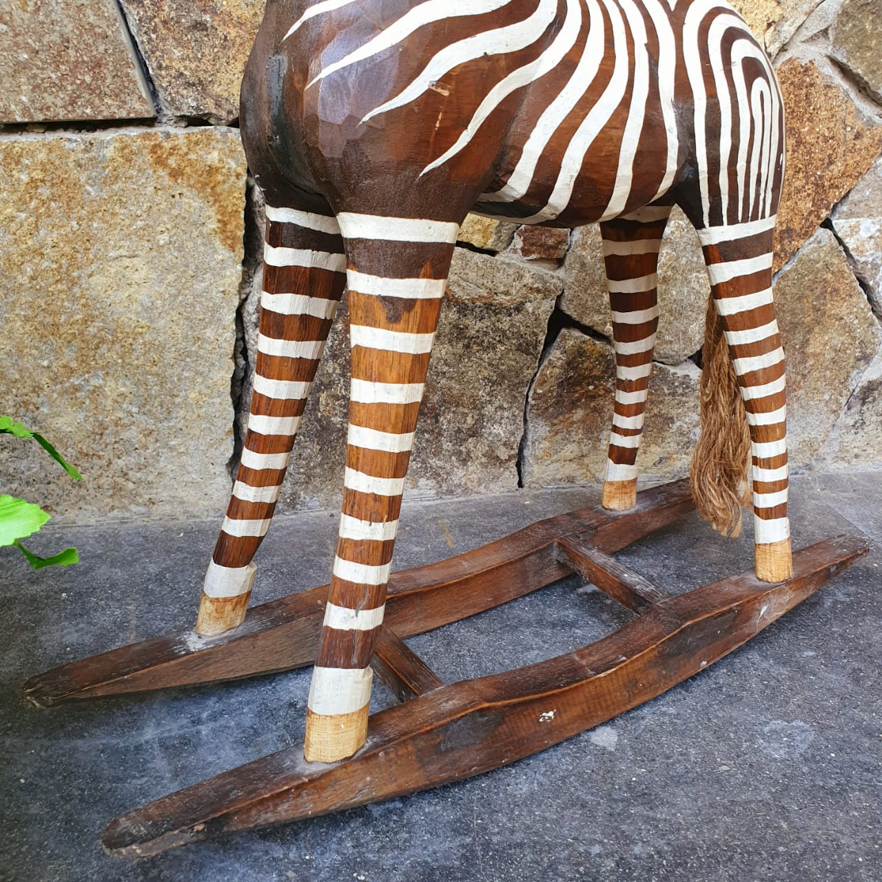 Soft Rocking Zebra Antique Carved Wooden Rocking Zebra – Canggu & Co