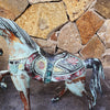 Antique Green Carved Wooden Prancing Horse - Canggu & Co