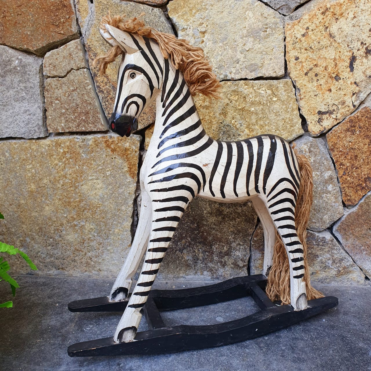 Wooden top rocking zebra