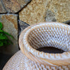 Brown and Whitewashed Wooden & Rattan Round Vases - Canggu & Co