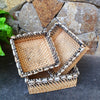 Square Rattan Tray Sets With Cowrie Shells - Canggu & Co