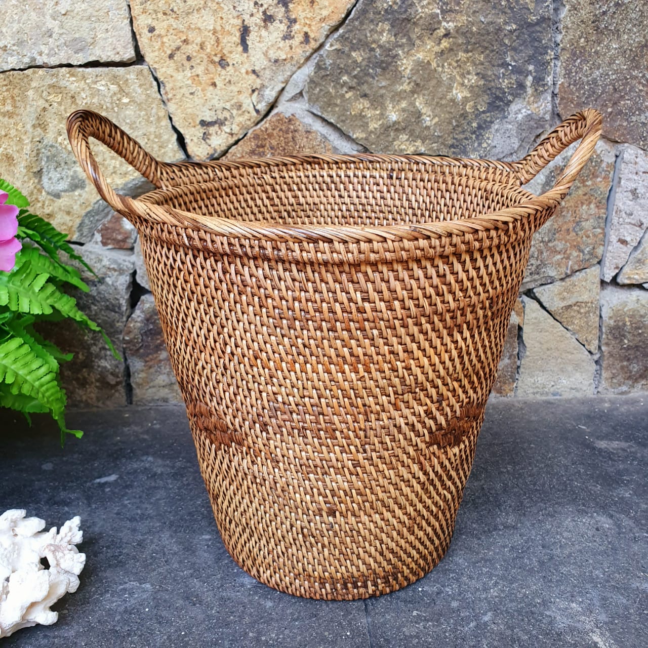 Round Rattan Baskets With Handles - Canggu & Co