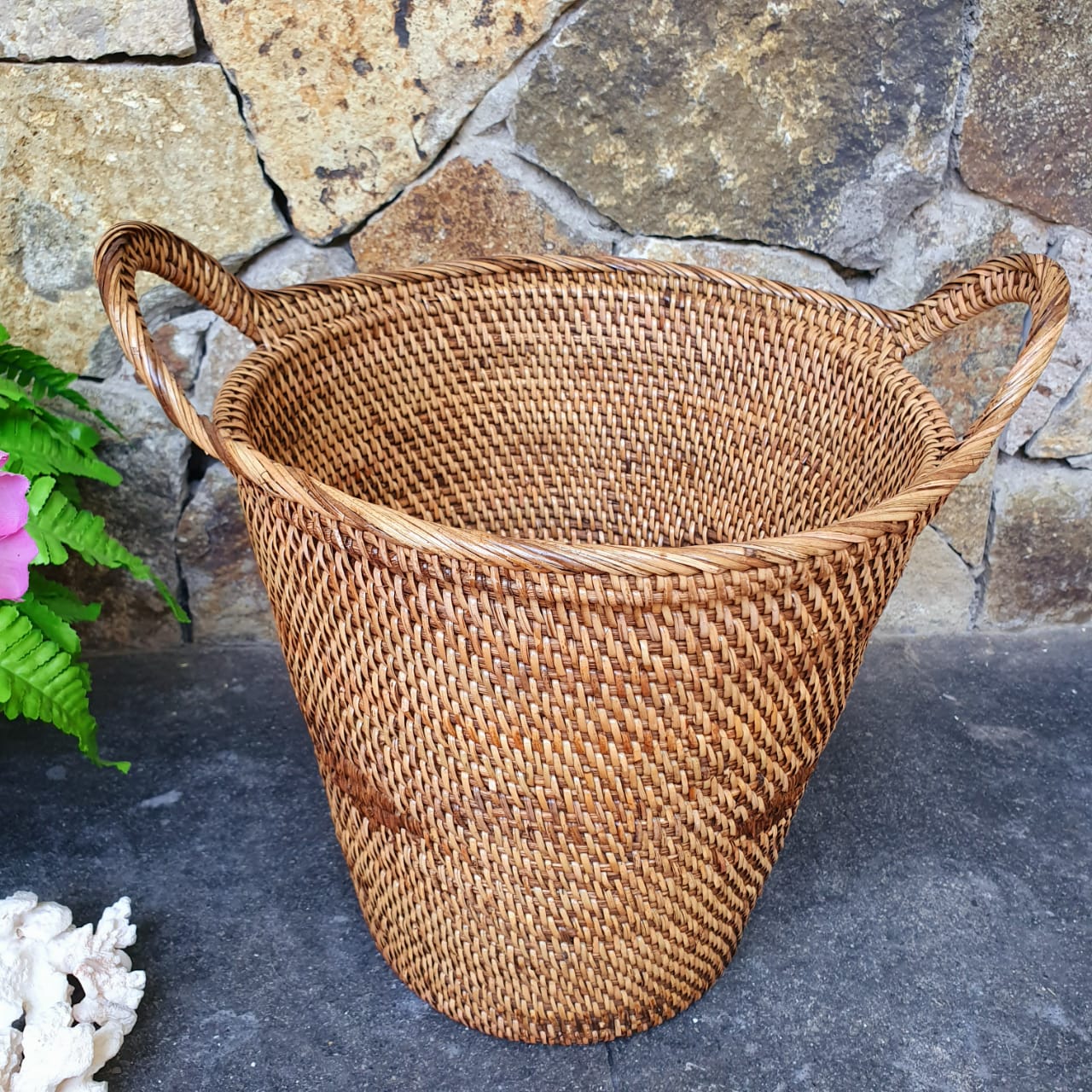 Round Rattan Baskets With Handles - Canggu & Co