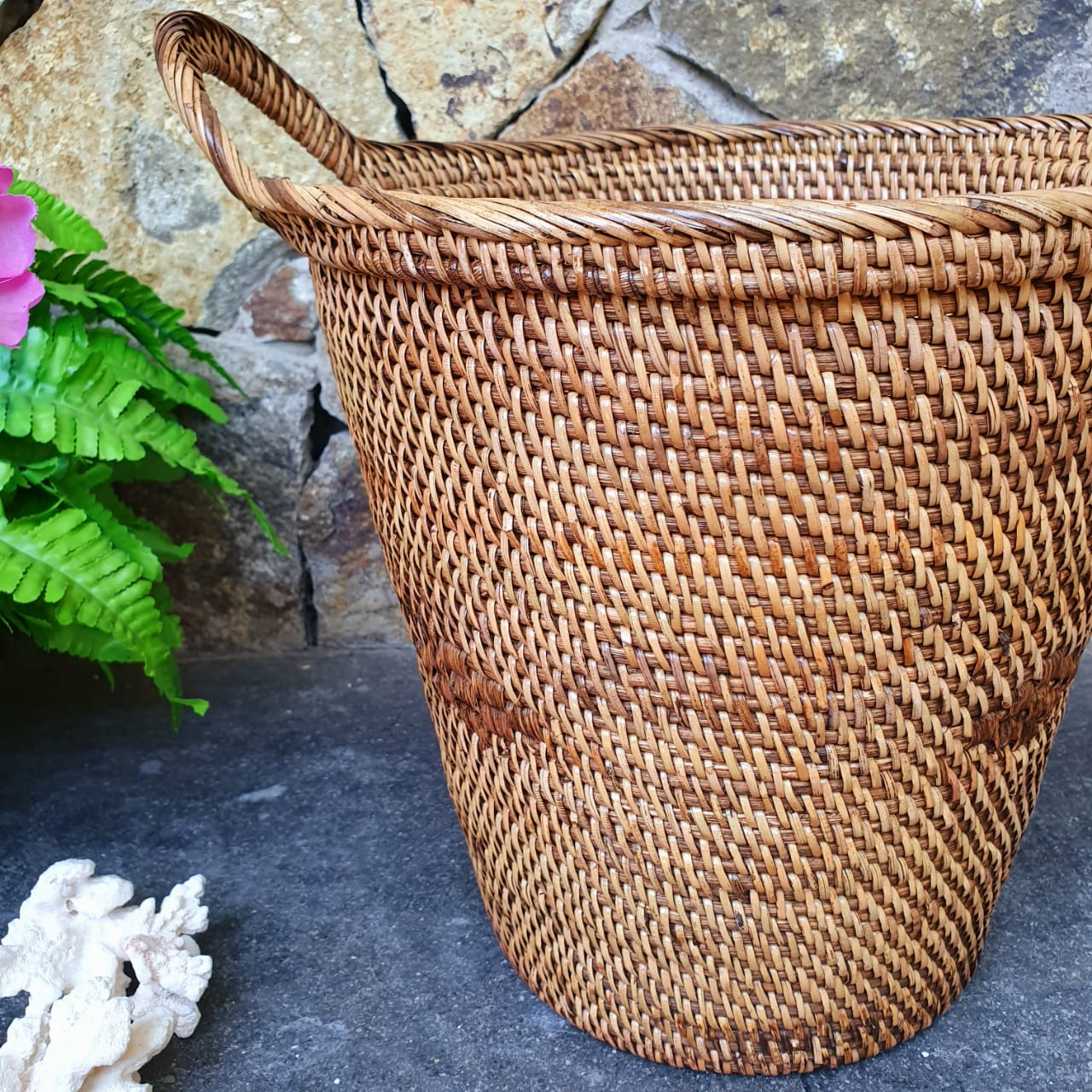 Round Rattan Baskets With Handles - Canggu & Co