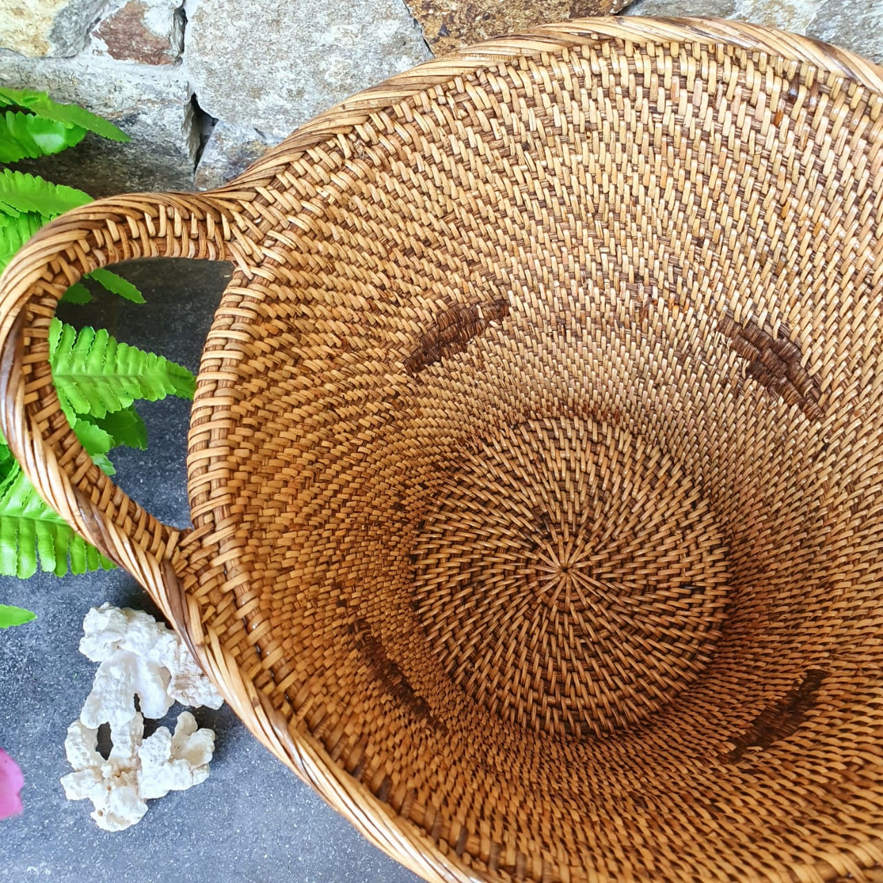 Round Rattan Baskets With Handles - Canggu & Co