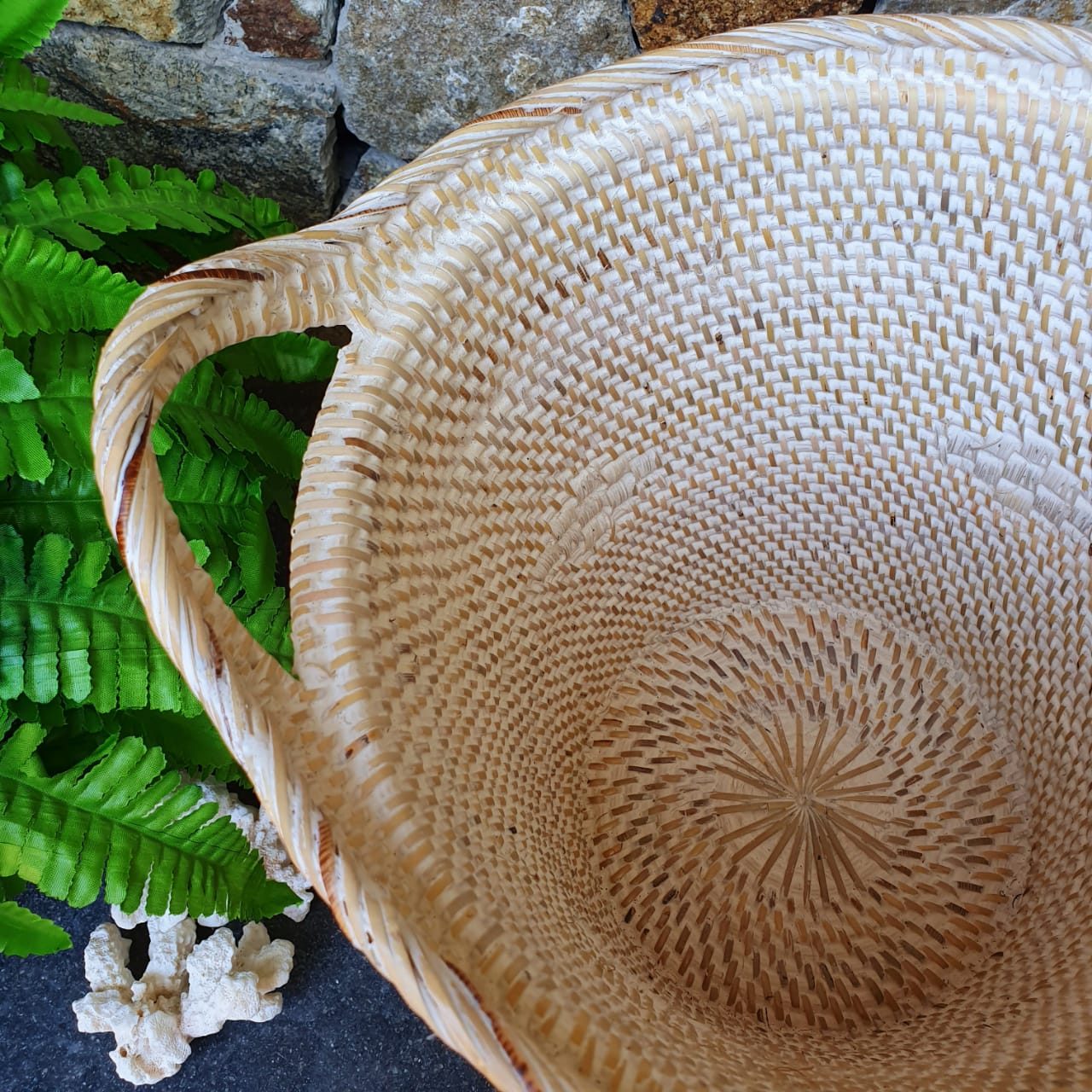 Round Rattan Baskets With Handles - Canggu & Co