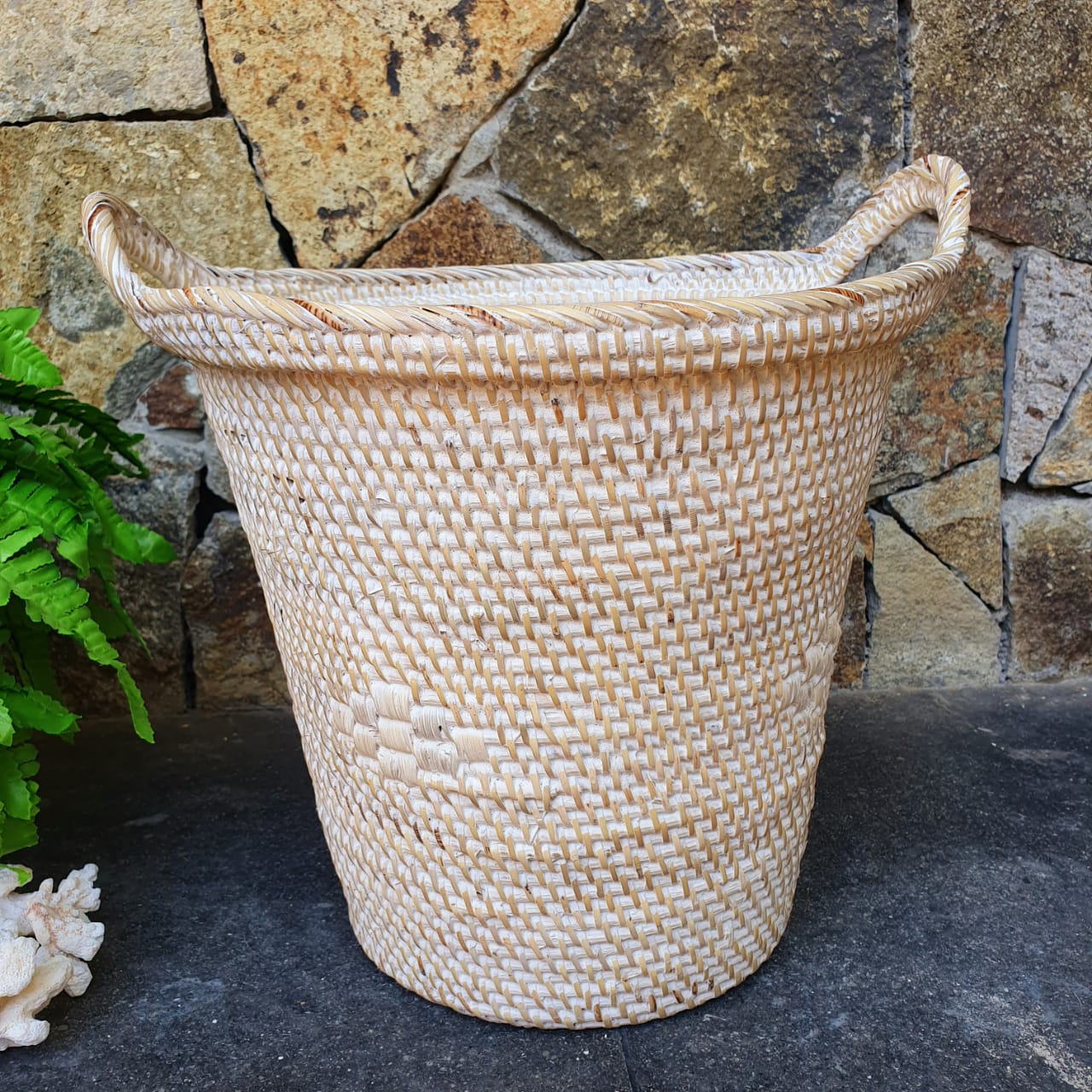 Round Rattan Baskets With Handles - Canggu & Co