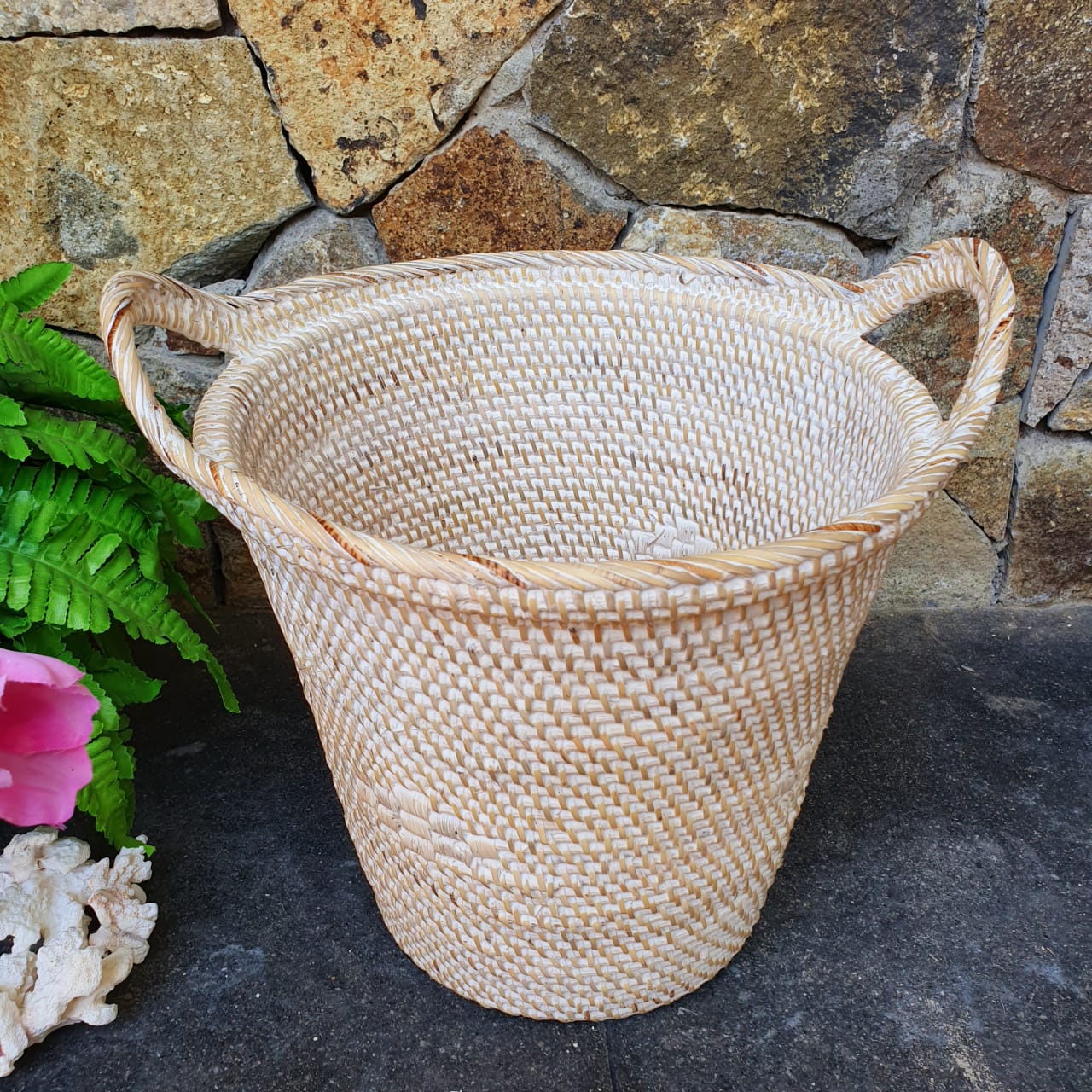 Round Rattan Baskets With Handles - Canggu & Co