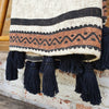 Tribal Pattern Raw Cotton Throw with Black Tassels - Canggu & Co