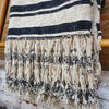Striped Raw Cotton Throw With Matching Fringe - Canggu & Co